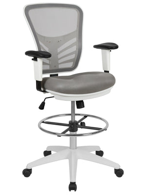 Light Gray Mesh Ergonomic Drafting Chair with Adjustable