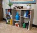 Slide Logic Dual-Use Asymmetrical Bookcase/Console- Sonoma Oak