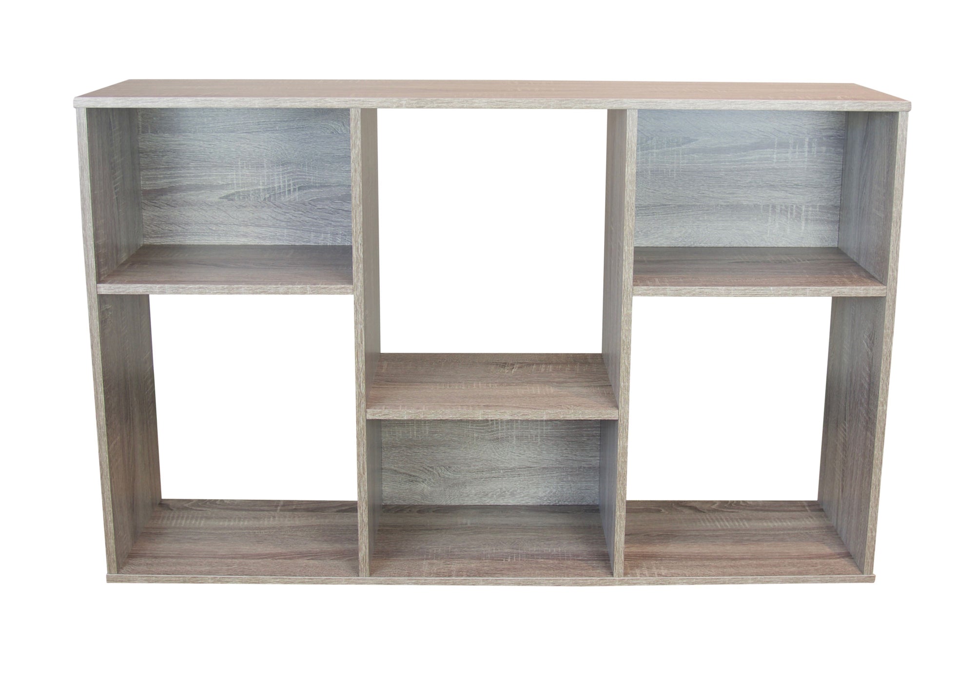 Slide Logic Dual-Use Asymmetrical Bookcase/Console- Sonoma Oak