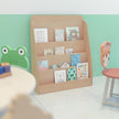 4 Shelf Single-Sided Kids Natural Wooden Book & Magazine Display Stand