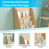 4 Shelf Single-Sided Kids Natural Wooden Book & Magazine Display Stand