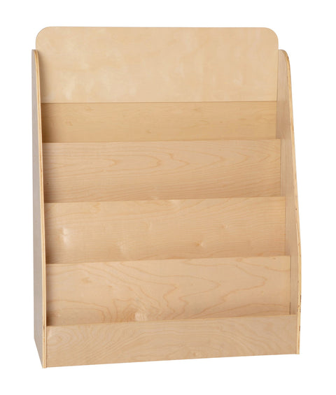 4 Shelf Single-Sided Kids Natural Wooden Book & Magazine Display Stand
