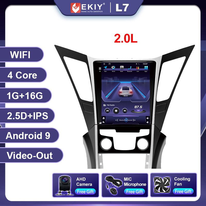 EKIY DSP DSP Android 10 Car Radio For Hyundai Sonata 8 YF 2010-2015 Multimedia Tesla Vertical Screen Navigation BT GPS 2 DIN DVD