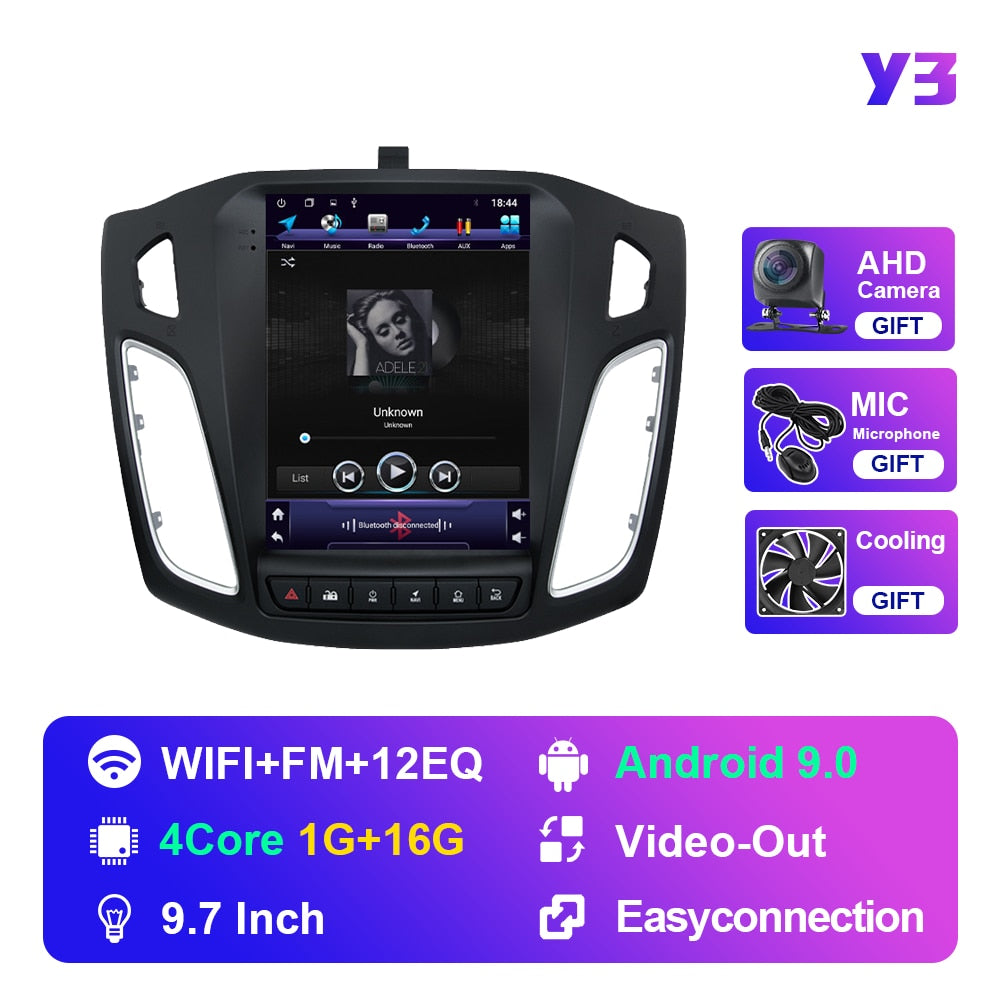 JUSTNAVI Android for Ford Focus 3 Mk 3 2011-2019 Car Stereo Radio Vertical Tesla Screen Multimedia Player Navigation Carplay