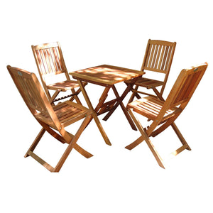 VIFAH V03SET2 Outdoor Wood 5-Piece Dining Set, Natural Wood Finish, 24