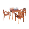 VIFAH V1104Set1 Outdoor Wood 5-Piece Dining Set, 35.4 by 35.4 by