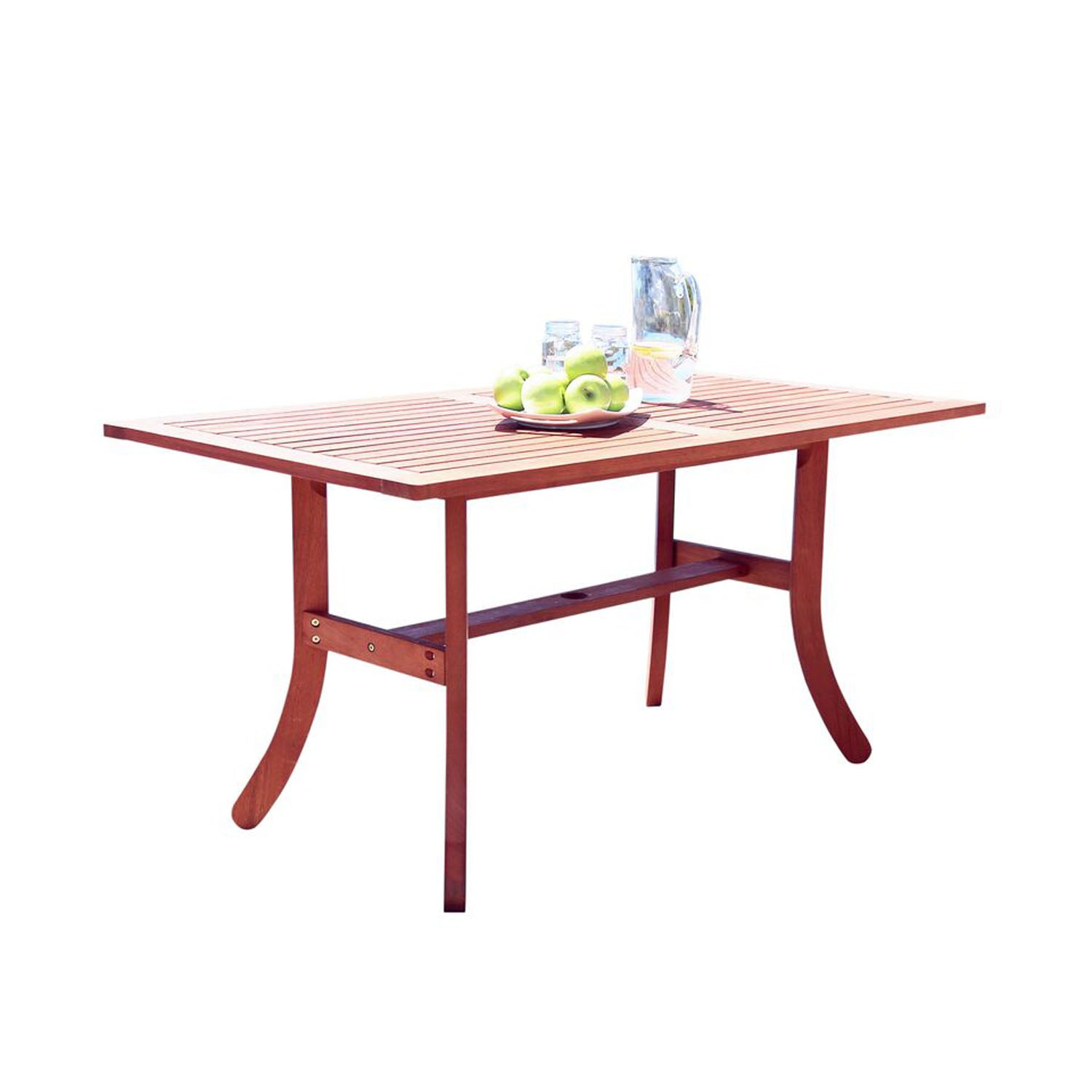 Malibu Outdoor Wood Rectangular Dining Table with Curvy Legs