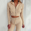 Women Hooded Long Sleeve Slim Sports Casual Suit