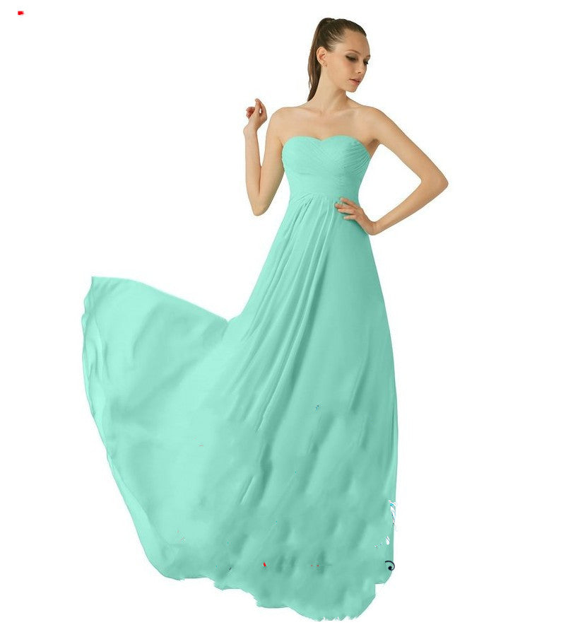 Evening Dress New Tube Top Bridesmaid Group Wedding Long Slim Slimming Straps