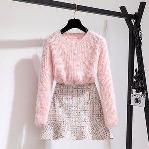 Two-piece Beaded Sweater Skirt