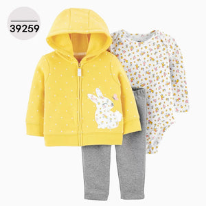 Hooded Long Sleeve Jacket Bodysuit Three Piece Kids' Suit