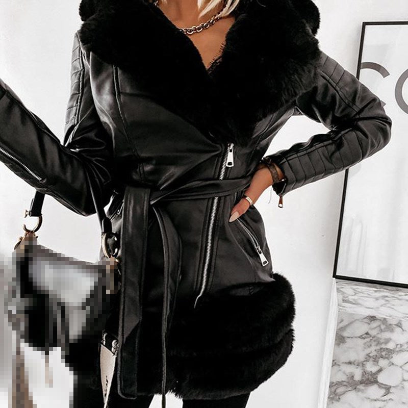 Fashion Women Leather Coats Jackets Ladies Jacket  Black