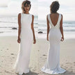 Beach Wedding Dress V Back Soft Satin Floor-length Skirt Mermaid Bride