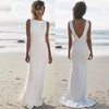 Beach Wedding Dress V Back Soft Satin Floor-length Skirt Mermaid Bride