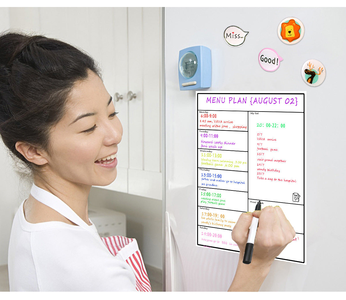 Magnetic Whiteboard Refrigerator Soft Movement Schedule