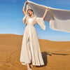 Beige Double Chiffon Dress Long