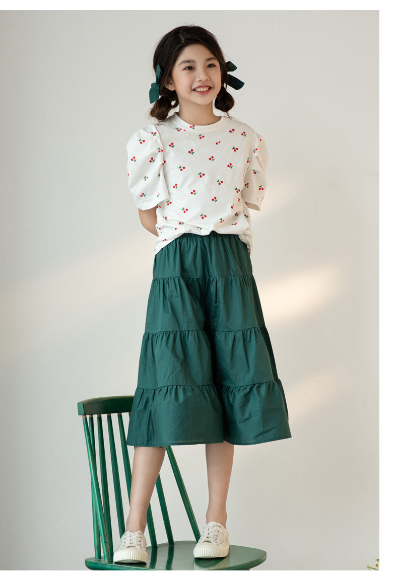 Korean Version Of Morandi Culottes Set Women's Big Kids Casual Pants Set