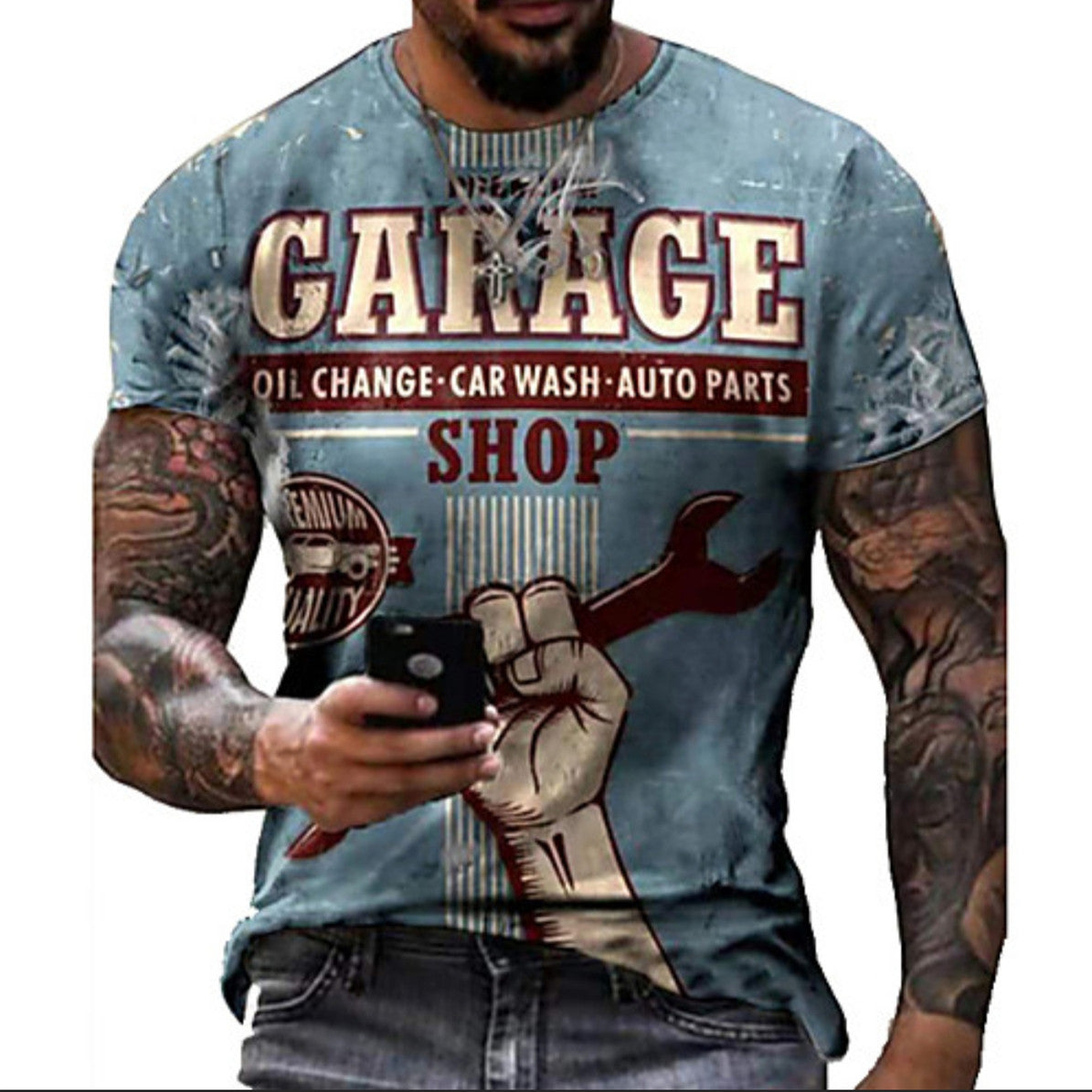 3D Digital Round Neck Short Sleeve T-Shirt