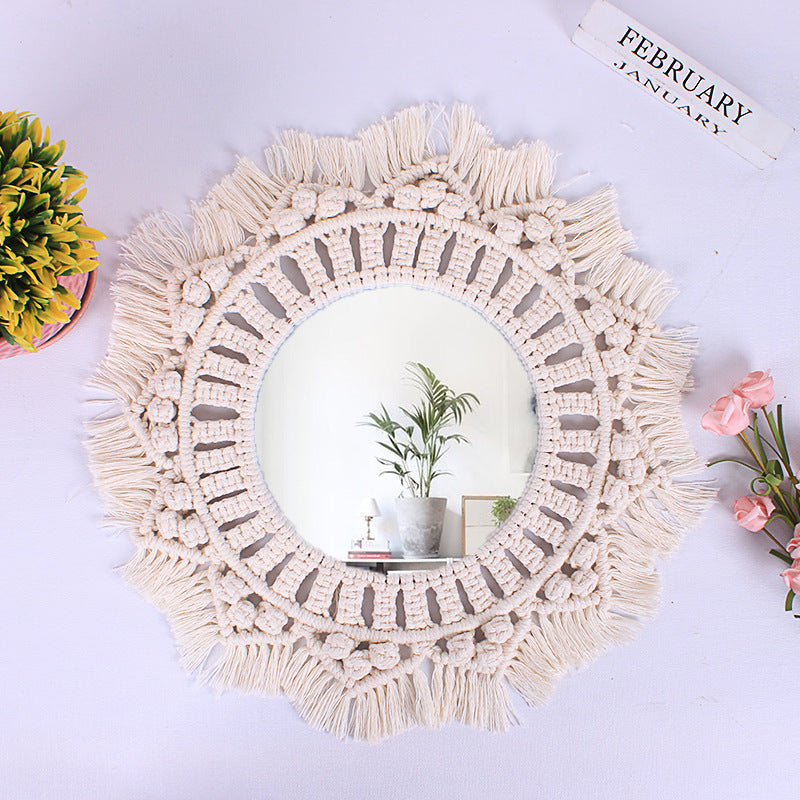 Acrylic Vanity Mirror, Hand-woven Nesting Wall Mirror, Bedroom Bathroom Coat Mirror