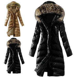 New Style Slim Down Coat With Large Fur Collar Imitation Raccoon