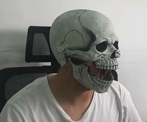 Full Head Skull Mask Helmet With Movable Jaw 3D Skeleton Skull