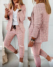 New Plaid Casual Women's Straight Trousers Suit