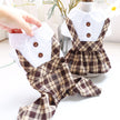 Dog Cat Clothes Coffee Lattice Student Suspenders Skirt