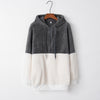 Women's Casual Round Neck Rope Hooded Stitching Sweater Jacket