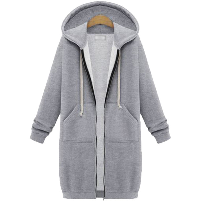 Hooded Long Sleeve Sweater Fleece Long Jacket