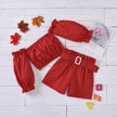 New Kids Cotton Unhooded Sweatshirt Leopard Suit Red