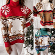 Turtleneck Elk Christmas Jacquard Knitted Sweater