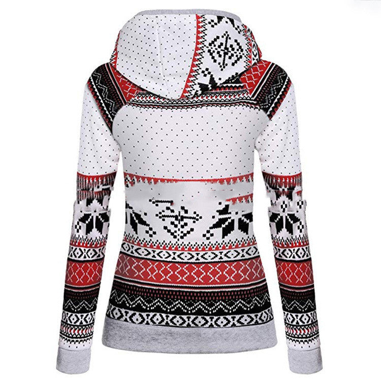 Fashion Christmas Print Double Hooded Women's Guard