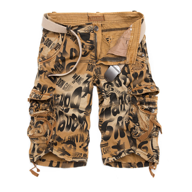 Men's Denim Loose Casual Five-point Overalls Camouflage Shorts