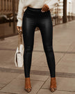 Women's High Waist Fashion Street Style Skinny Faux Leather Trousers