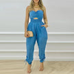 Women's Tube Top Denim Jumpsuit Sleeveless Strapless Outfits