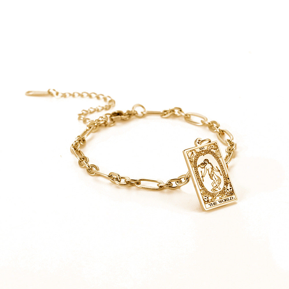 12 Tarot Card Series Fashion Trend Long Oval Link Chain Bracelet