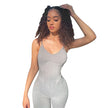 Streetwear Fitness Tracksuit Spring Bodycon Jumpsuit Gray Sleeveless High Waist