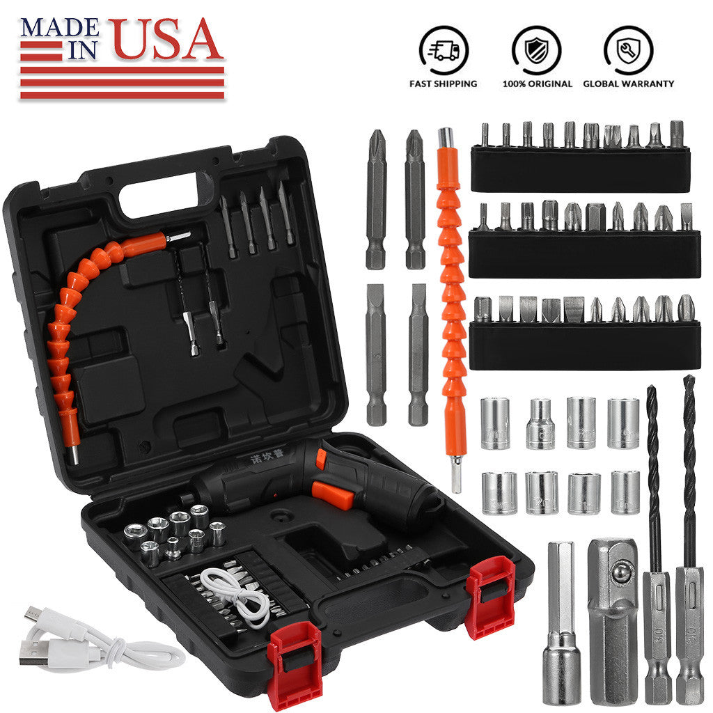 45 In 1 Rechargeable Cor-dless Electric Screwdriver Drill Kit Non-slip Foldable