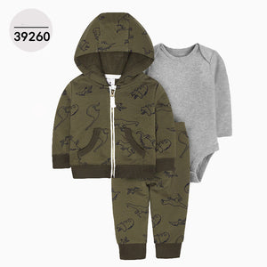 Hooded Long Sleeve Jacket Bodysuit Three Piece Kids' Suit