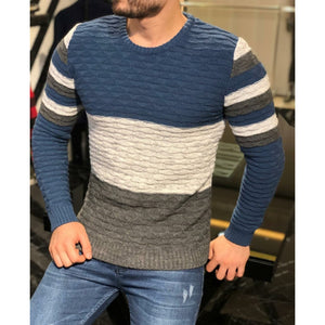 Men's Color Matching Pit Striped Muscular Men's Sweater