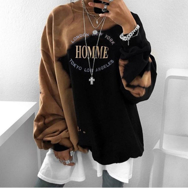 Fashion Ladies Tie-Dye Printed Long Sleeve Sweatshirt