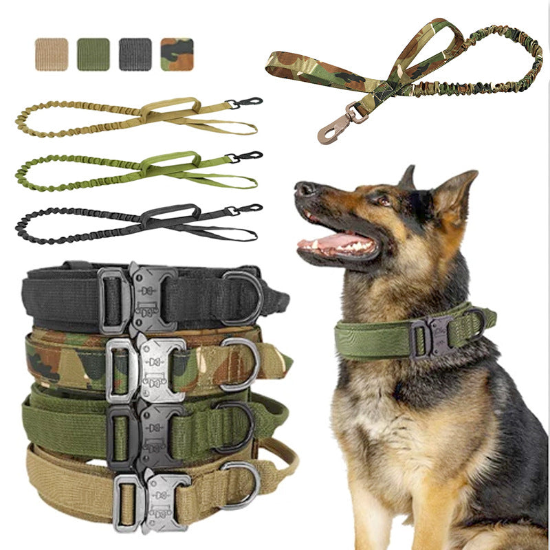 Pet Tactical Dog Collar And Leash Set  Adjustable