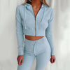 Women Hooded Long Sleeve Slim Sports Casual Suit