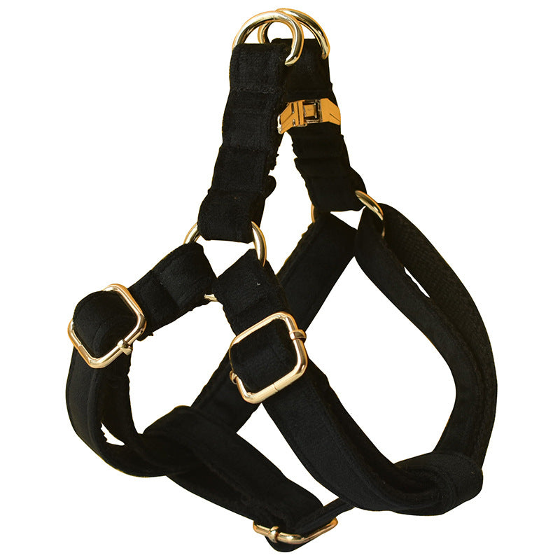 Black Flannel Gold Buckle Dog Harness Pet Supplies Pet Chest Harness