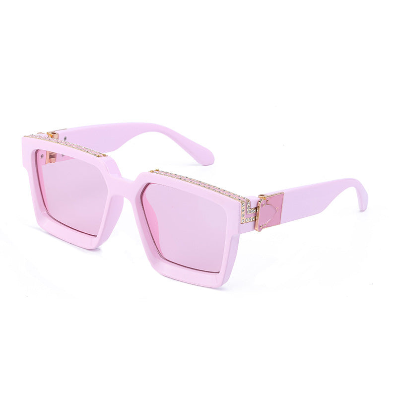 Diamond-studded Big Square Sunglasses Women