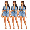 Women's Clothing Fashion Casual Denim Shorts Short Top Two-piece Set