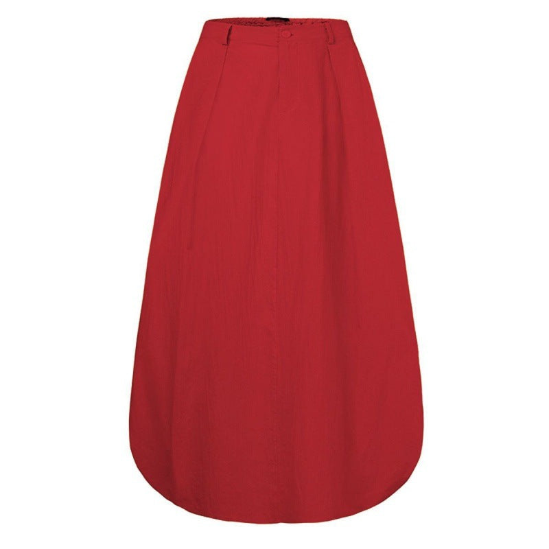 Alpscommerce Half Length Long Cotton And Linen A Line Skirt