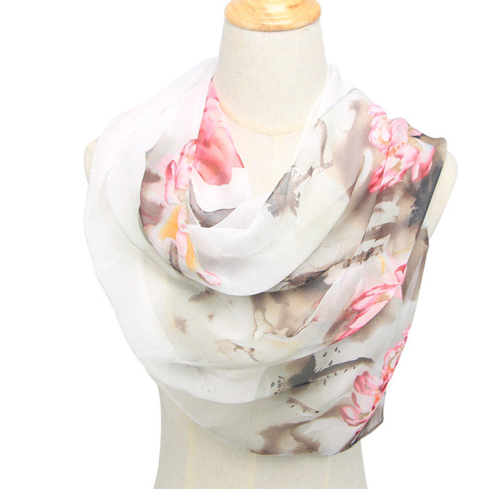 Printed Spring And Summer Sunscreen Thin Scarf Shawl