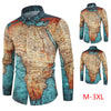 Map Digital Printing Men's Fashion Casual Long-sleeved Shirt