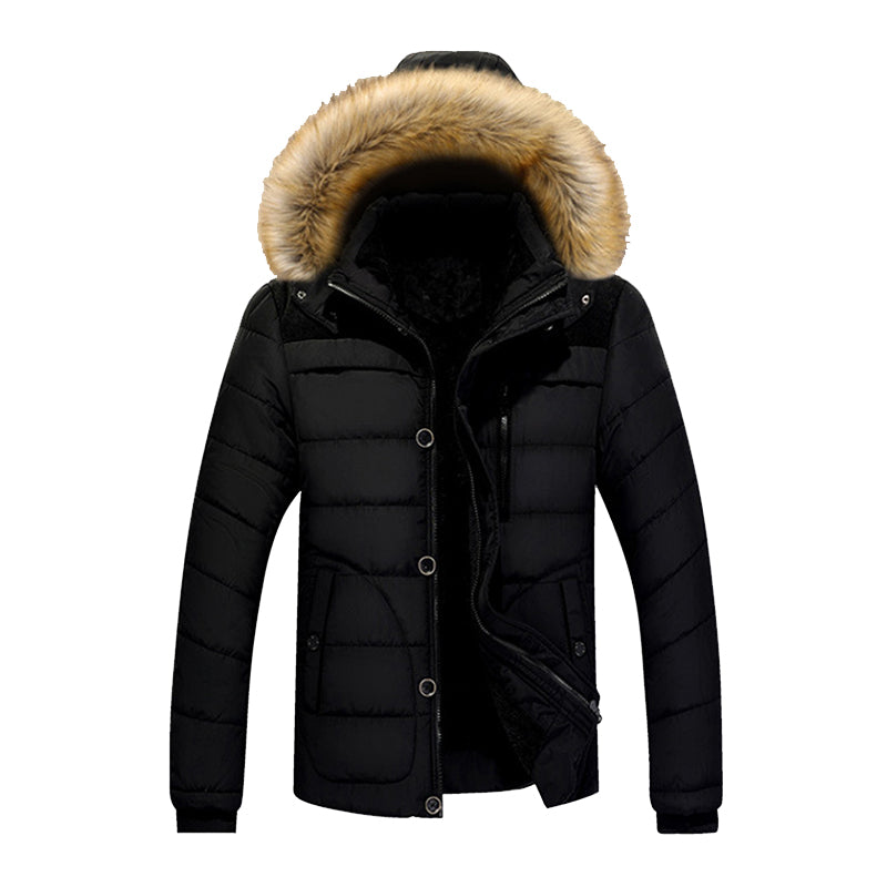 Men Jacket Thick Hooded Fur Collar Men Coats Casual Padded Men Jackets